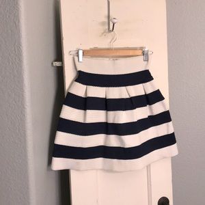 Navy blue and white striped skirt